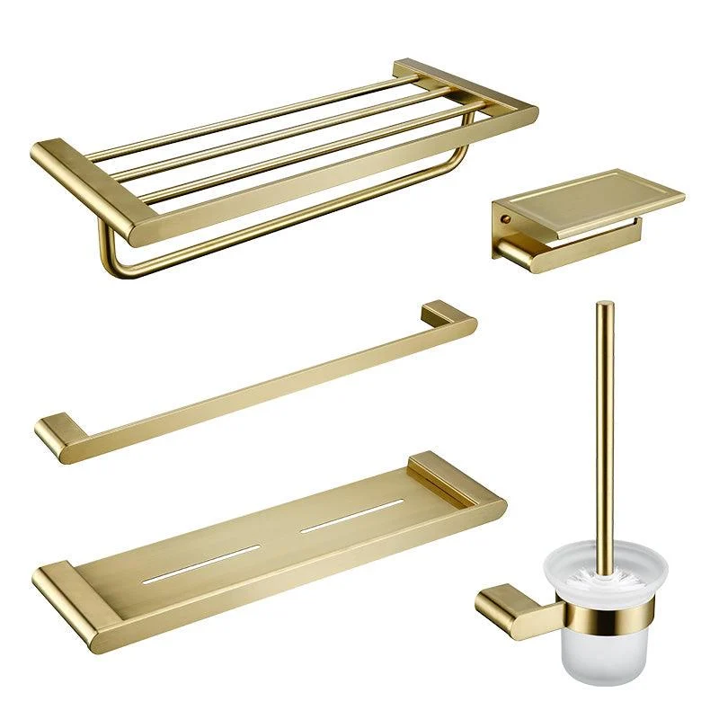 Modern Brushed Brass Bathroom Accessories Hardware Set with Towel Bar -Bathlova