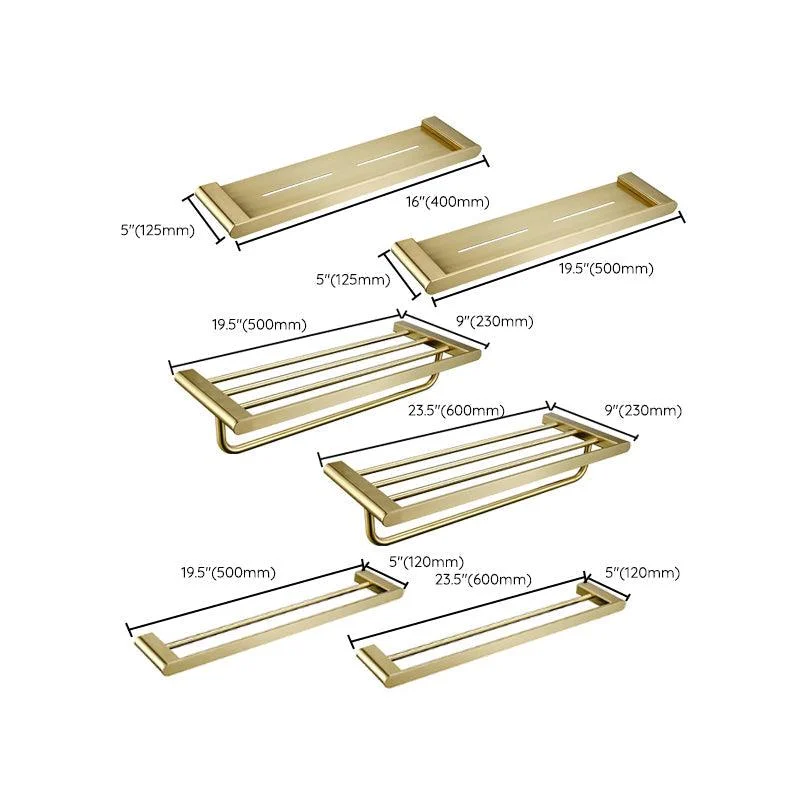 Modern Brushed Brass Bathroom Accessories Hardware Set with Towel Bar -Bathlova