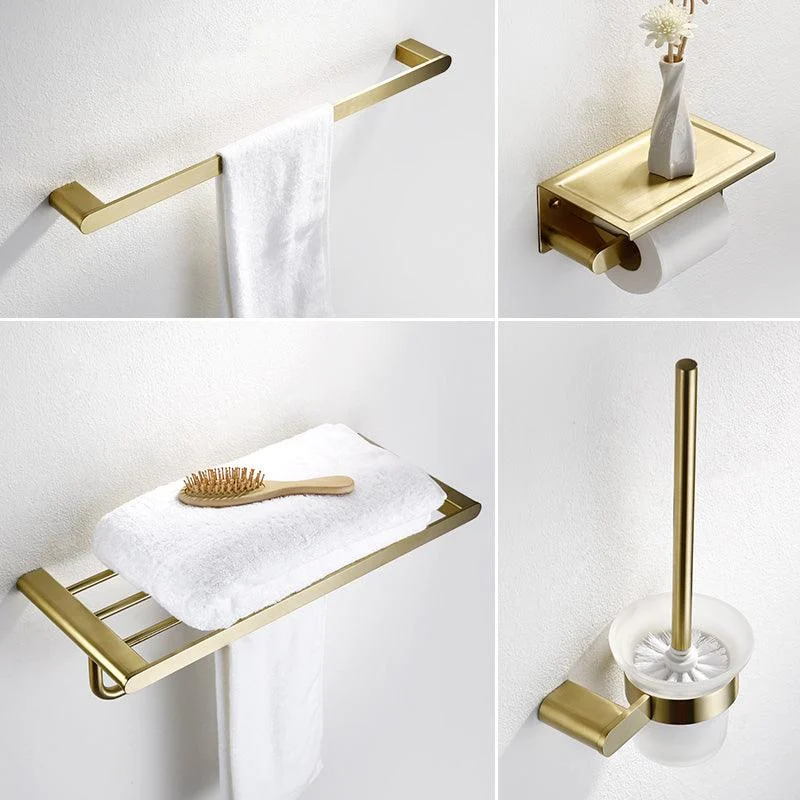 Modern Brushed Brass Bathroom Accessories Hardware Set with Towel Bar -Bathlova