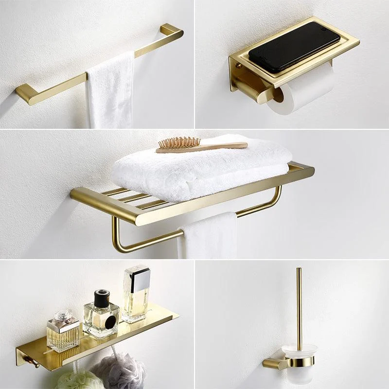 Modern Brushed Brass Bathroom Accessories Hardware Set with Towel Bar -Bathlova