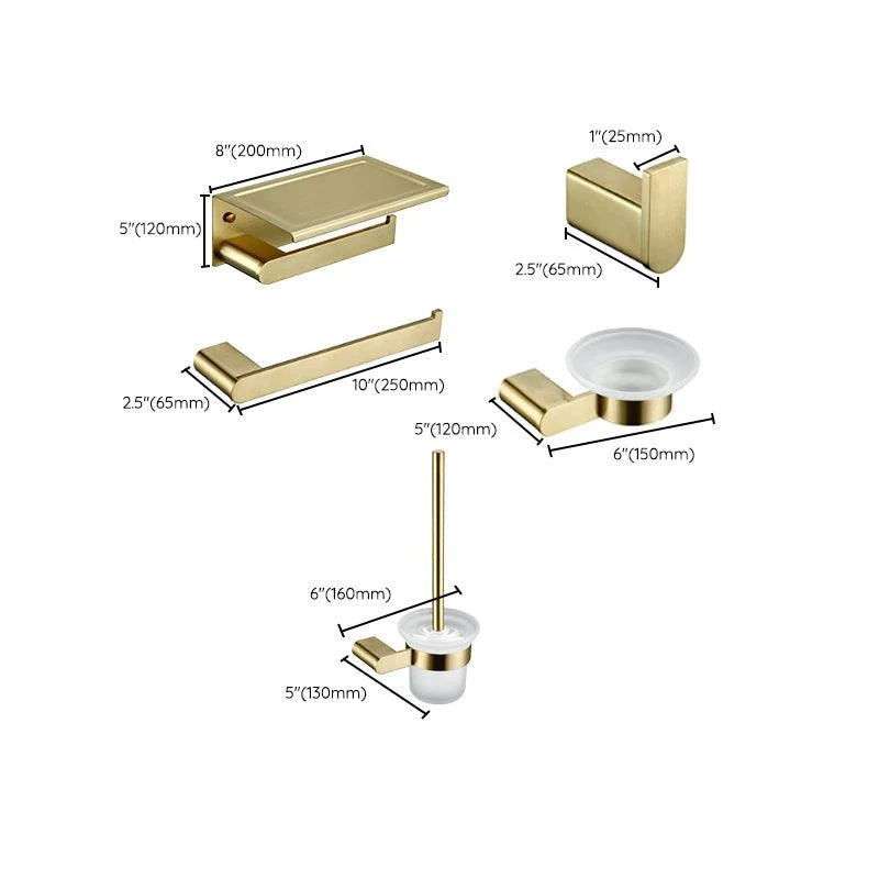 Modern Brushed Brass Bathroom Accessories Hardware Set with Towel Bar -Bathlova