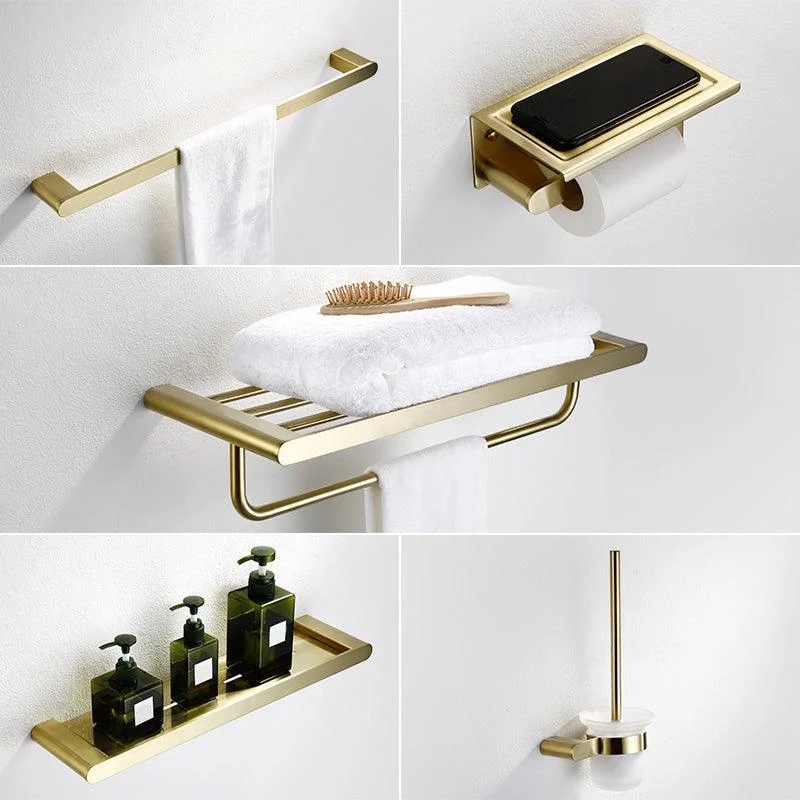 Modern Brushed Brass Bathroom Accessories Hardware Set with Towel Bar -Bathlova