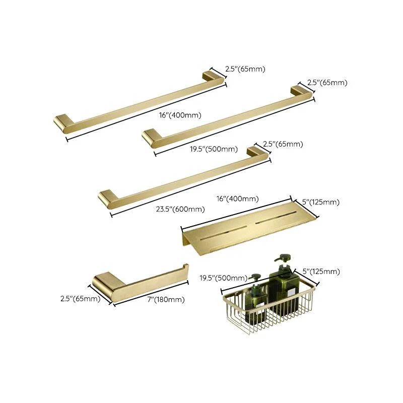 Modern Brushed Brass Bathroom Accessories Hardware Set with Towel Bar -Bathlova