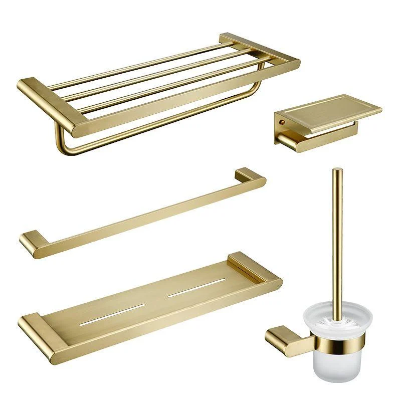 Modern Brushed Brass Bathroom Accessories Hardware Set with Towel Bar -Bathlova