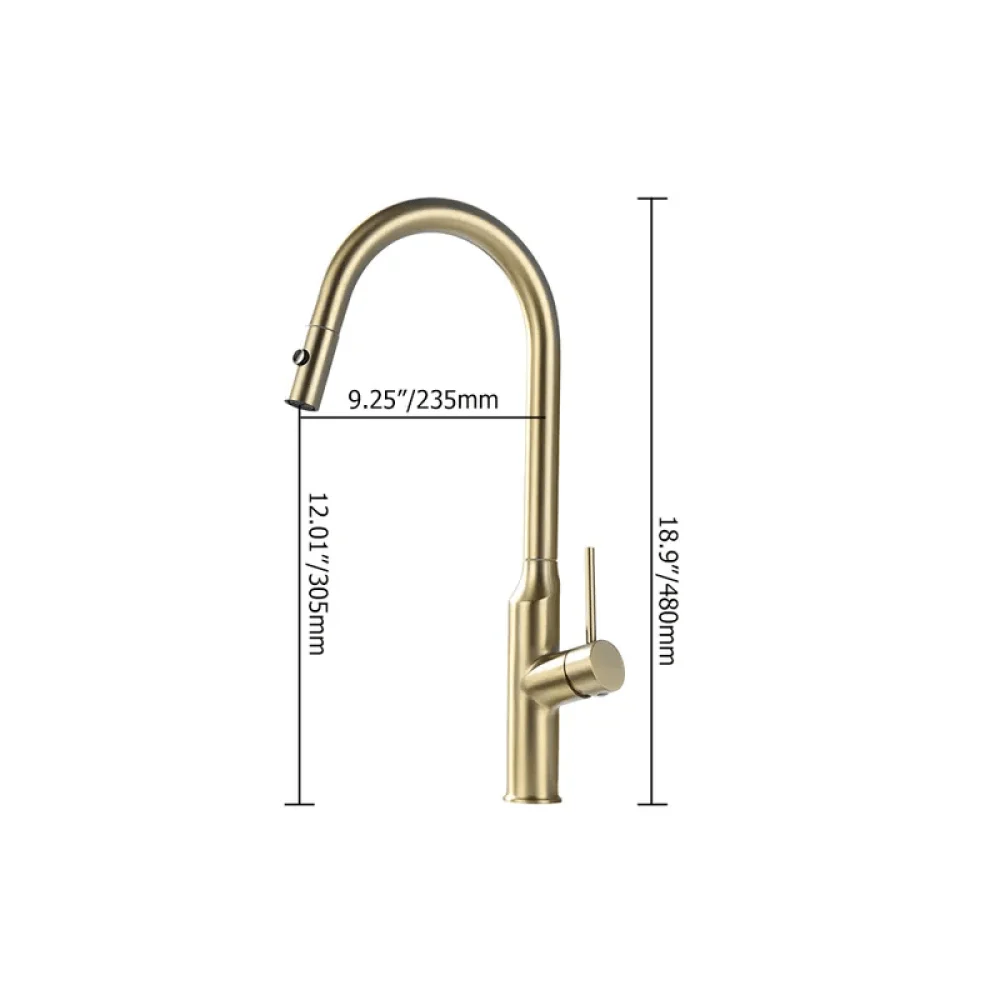 Modern Brushed Gold Pull-Out Kitchen Tap with Double Function Sprayer -Bathlova