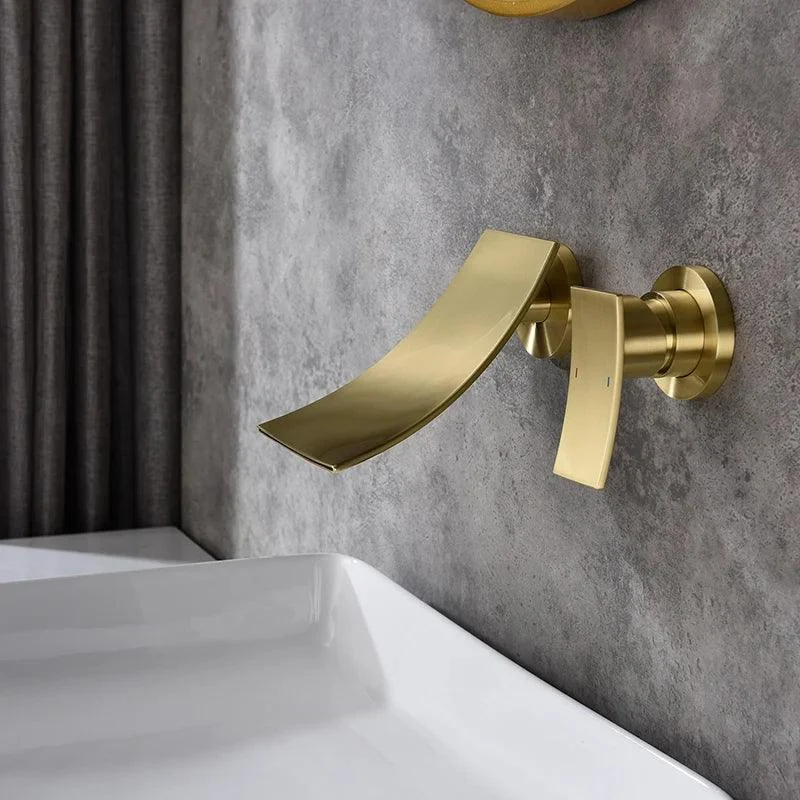 Modern Brushed Gold Wall Mounted Waterfall Bathroom Tap -Bathlova