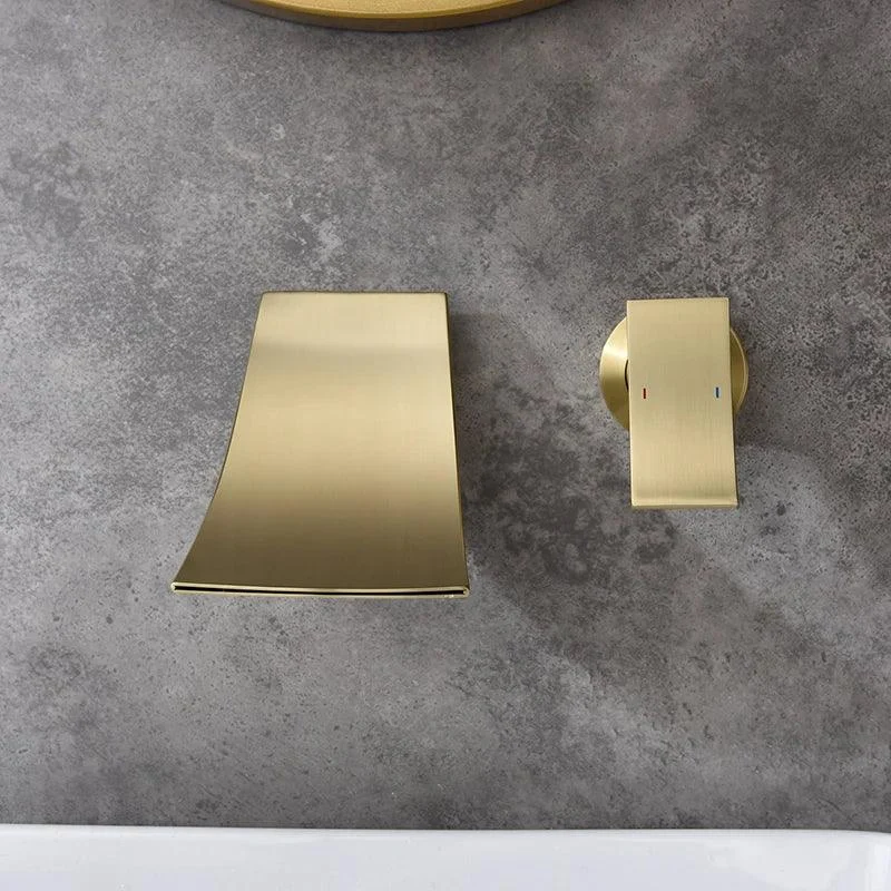 Modern Brushed Gold Wall Mounted Waterfall Bathroom Tap -Bathlova