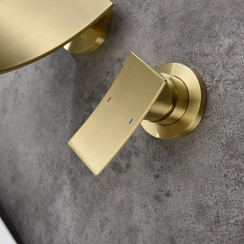 Modern Brushed Gold Wall Mounted Waterfall Bathroom Tap -Bathlova