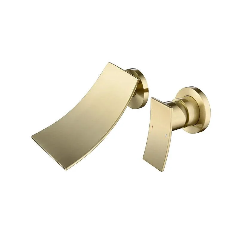 Modern Brushed Gold Wall Mounted Waterfall Bathroom Tap -Bathlova