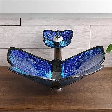 Modern Butterfly-Shaped Bathroom Sink with Waterfall Tap -Bathlova