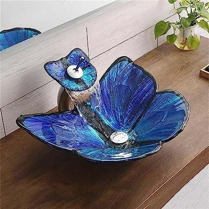 Modern Butterfly-Shaped Bathroom Sink with Waterfall Tap -Bathlova