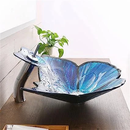 Modern Butterfly-Shaped Bathroom Sink with Waterfall Tap -Bathlova