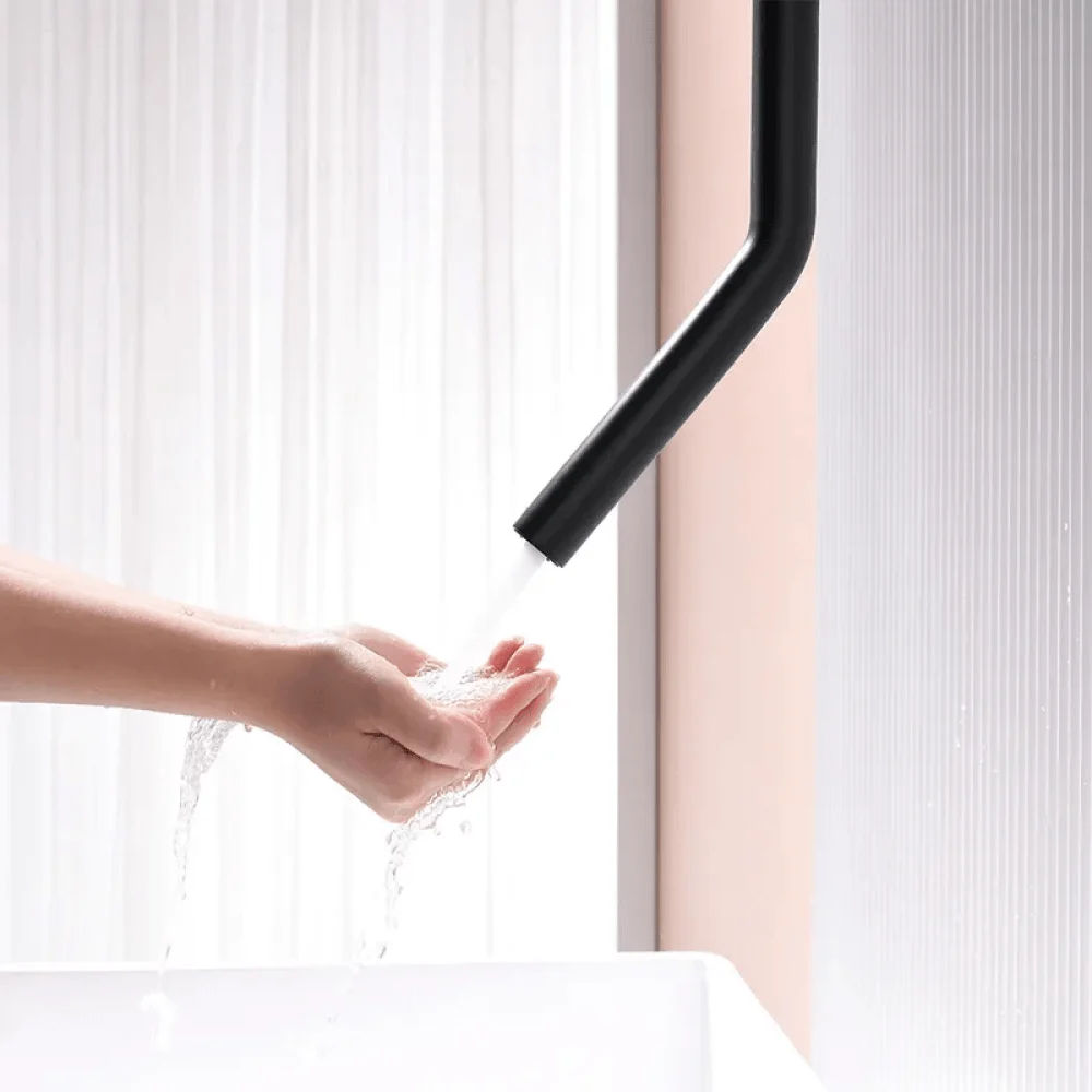 Modern Ceiling-Mount Bathroom Tap in Matte Black - Single Hole Hot & Cold -Bathlova