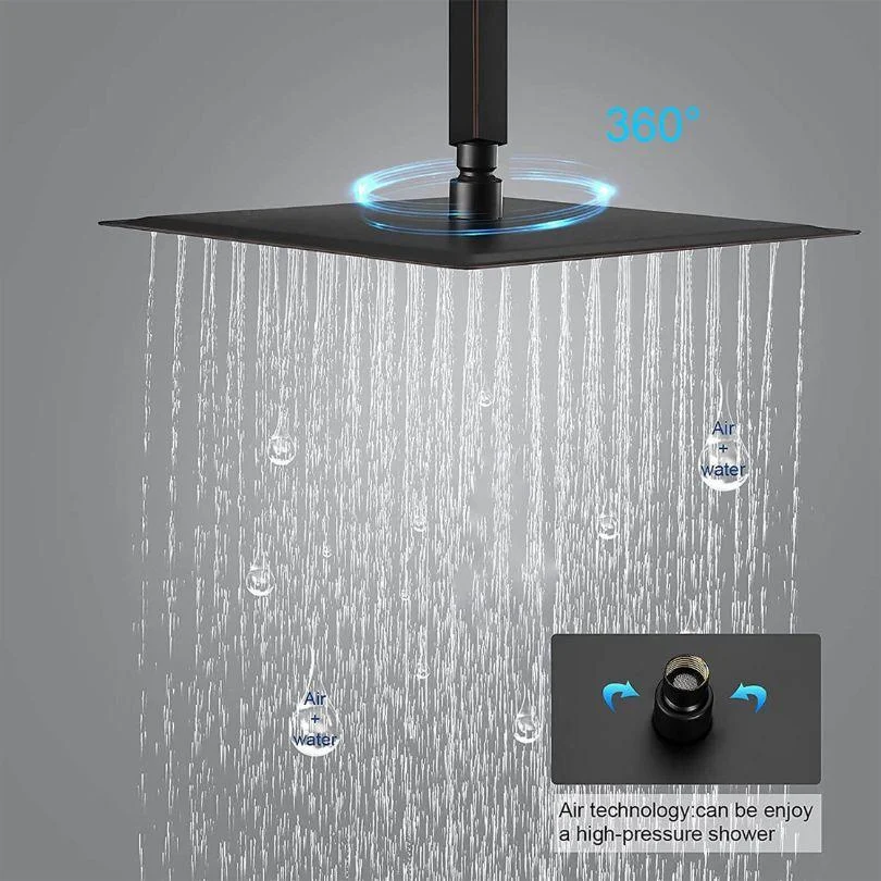 Modern Ceiling Mounted Black Shower System Combo Set with Hand Shower and 12" Shower head -Bathlova