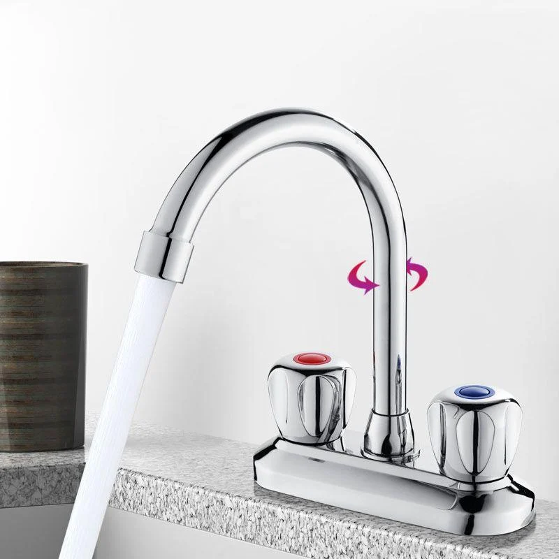 Modern Centerset Tap Chrome 2 Knob Handles Swivel Spout Bathroom Sink Tap -Bathlova