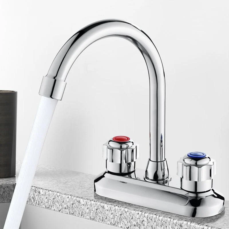 Modern Centerset Tap Chrome 2 Knob Handles Swivel Spout Bathroom Sink Tap -Bathlova