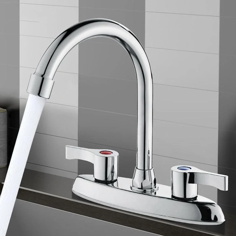 Modern Centerset Tap Chrome 2 Knob Handles Swivel Spout Bathroom Sink Tap -Bathlova