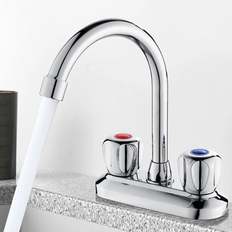 Modern Centerset Tap Chrome 2 Knob Handles Swivel Spout Bathroom Sink Tap -Bathlova