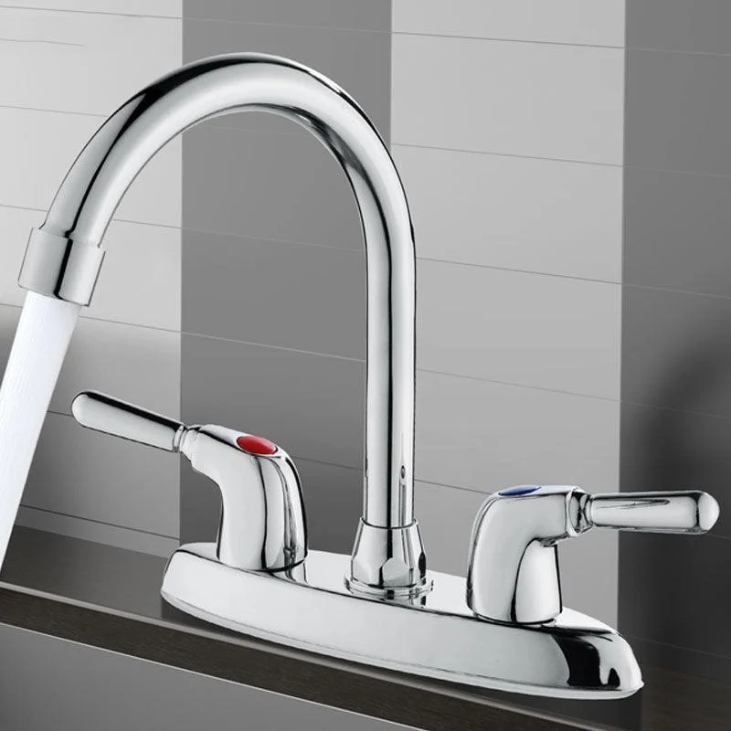 Modern Centerset Tap Chrome 2 Knob Handles Swivel Spout Bathroom Sink Tap -Bathlova