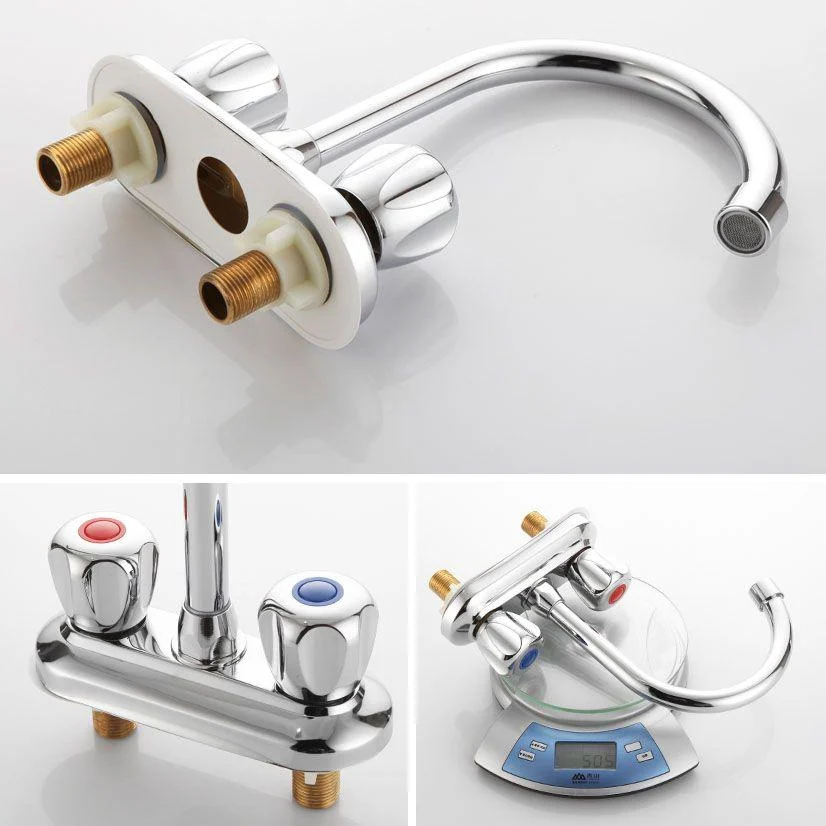 Modern Centerset Tap Chrome 2 Knob Handles Swivel Spout Bathroom Sink Tap -Bathlova