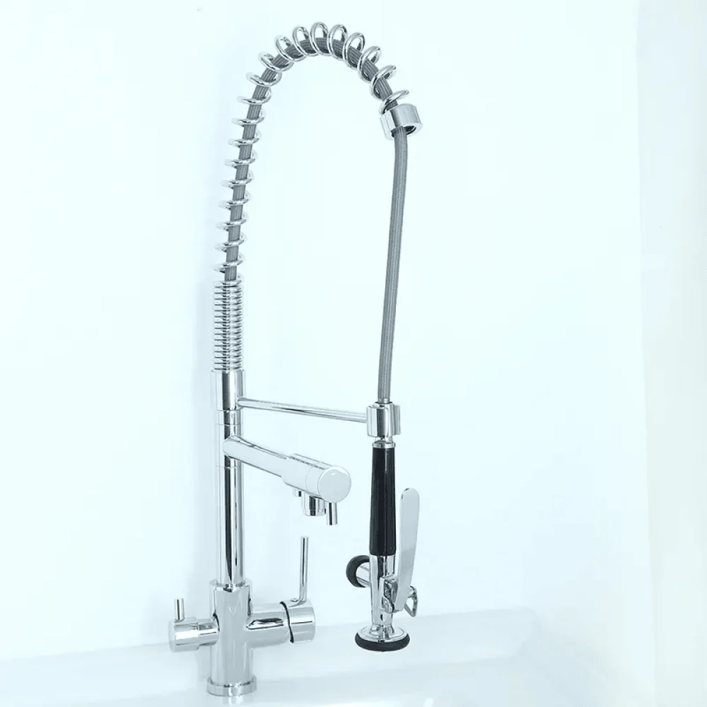 Modern Chrome 3-in-1 Kitchen Tap with Pull Down Sprayer -Bathlova