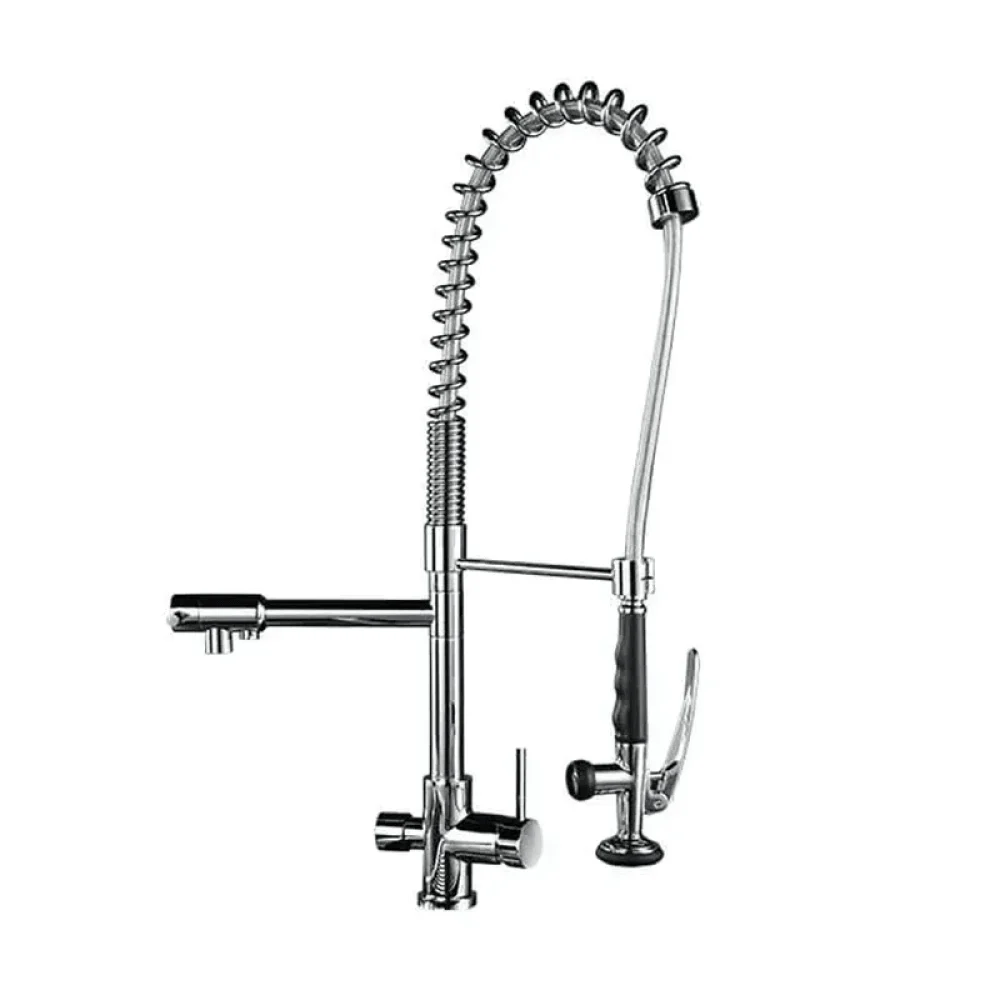 Modern Chrome 3-in-1 Kitchen Tap with Pull Down Sprayer -Bathlova