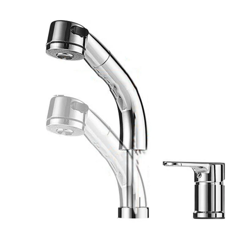 Modern Chrome Sink Tap Brass Bathroom Low Arc Lifting Tap -Bathlova