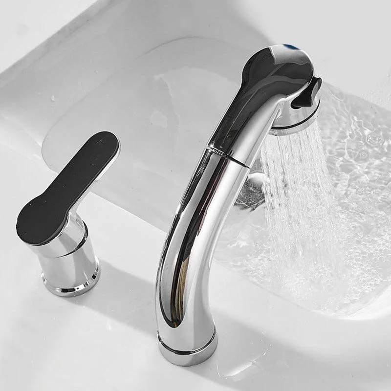 Modern Chrome Sink Tap Brass Bathroom Low Arc Lifting Tap -Bathlova