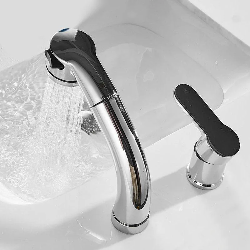 Modern Chrome Sink Tap Brass Bathroom Low Arc Lifting Tap -Bathlova