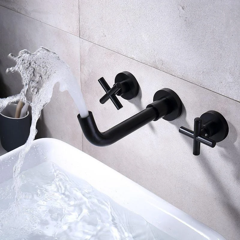 Modern Circular Bathroom Sink Tap with 2 Handles Wall Mounted Bathroom Tap -Bathlova