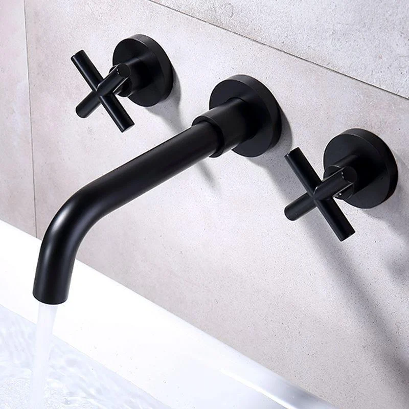 Modern Circular Bathroom Sink Tap with 2 Handles Wall Mounted Bathroom Tap -Bathlova