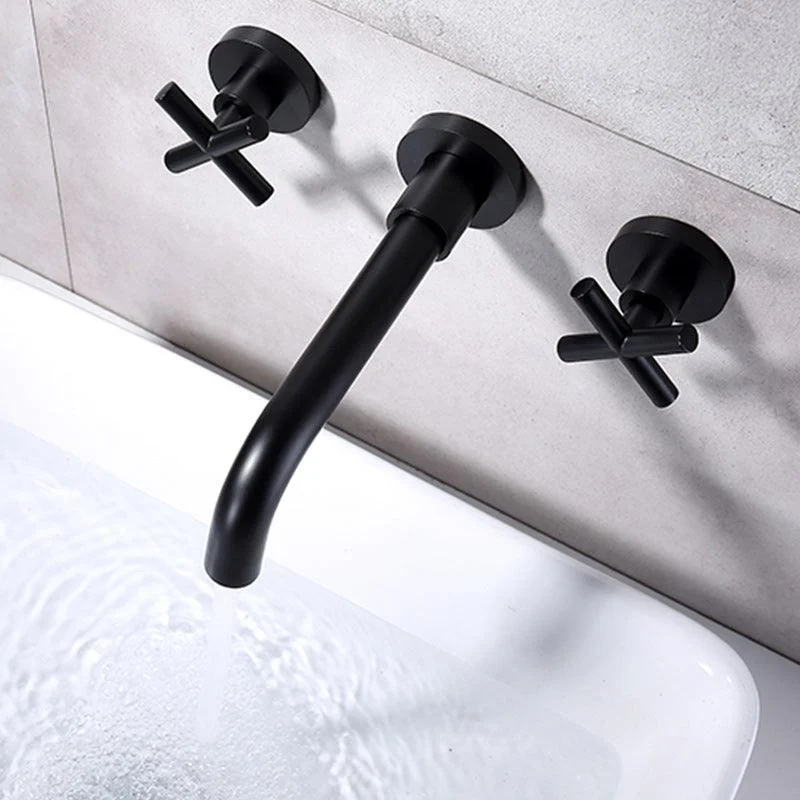 Modern Circular Bathroom Sink Tap with 2 Handles Wall Mounted Bathroom Tap -Bathlova