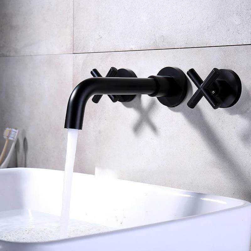 Modern Circular Bathroom Sink Tap with 2 Handles Wall Mounted Bathroom Tap -Bathlova