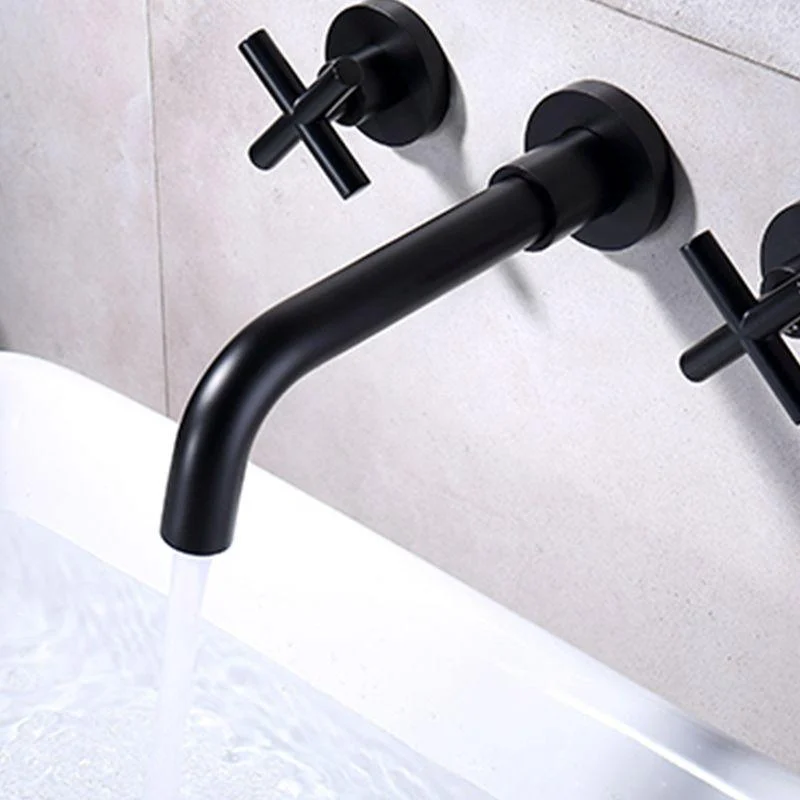 Modern Circular Bathroom Sink Tap with 2 Handles Wall Mounted Bathroom Tap -Bathlova