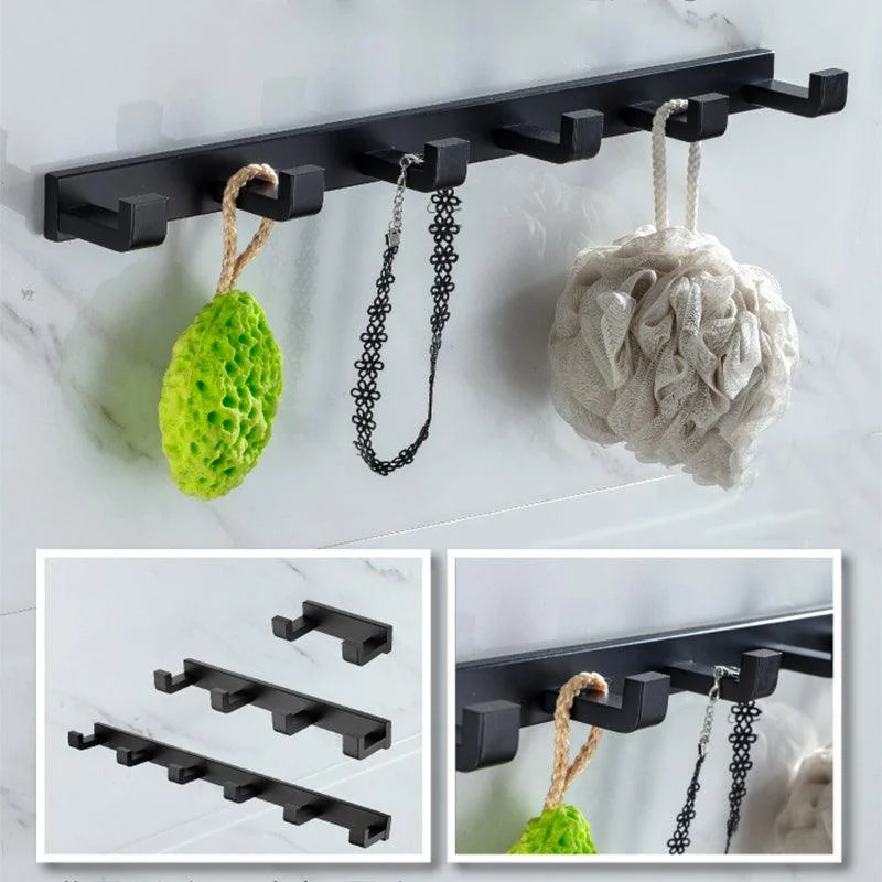 Modern Classic Bath Hardware Set in Stainless Steel Matte Black Robe Hooks/Towel Ring Bar -Bathlova