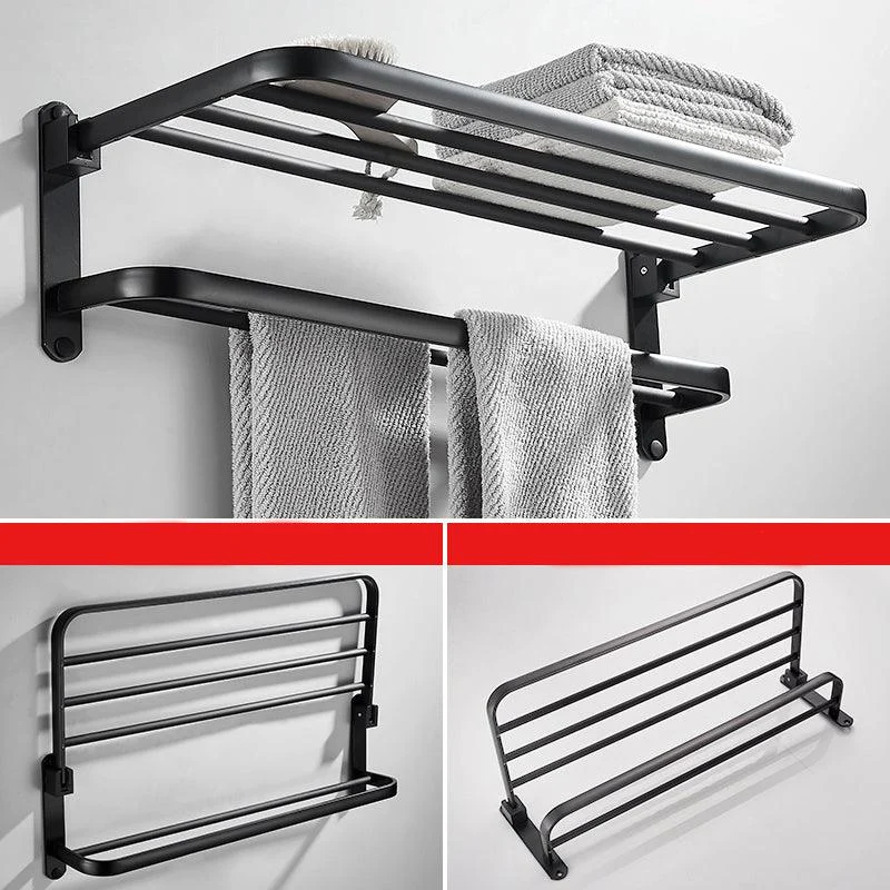 Modern Classic Bath Hardware Set Matte Black Robe Hooks/Towel Bar & Bath Shelf -Bathlova