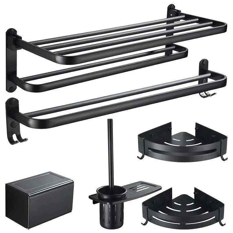 Modern Classic Bath Hardware Set Matte Black Robe Hooks/Towel Bar & Bath Shelf -Bathlova