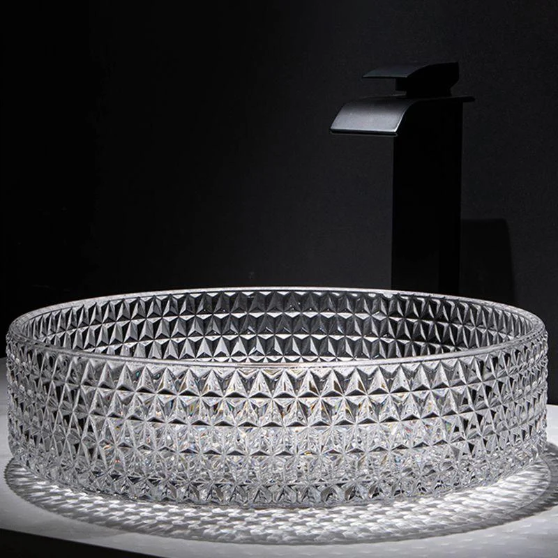 Modern Clear Wash Stand Glass Trough Bathroom Sink for Bathroom -Bathlova