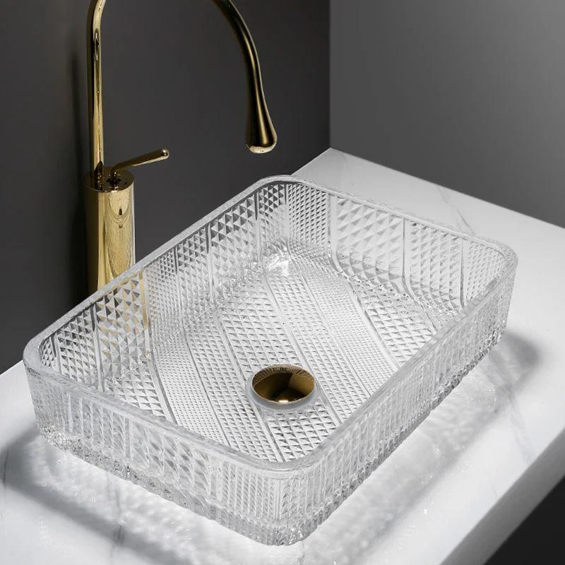 Modern Clear Wash Stand Glass Trough Bathroom Sink for Bathroom -Bathlova