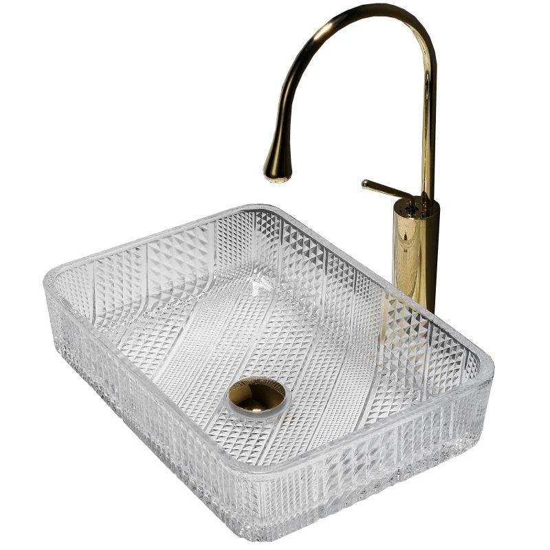 Modern Clear Wash Stand Glass Trough Bathroom Sink for Bathroom -Bathlova