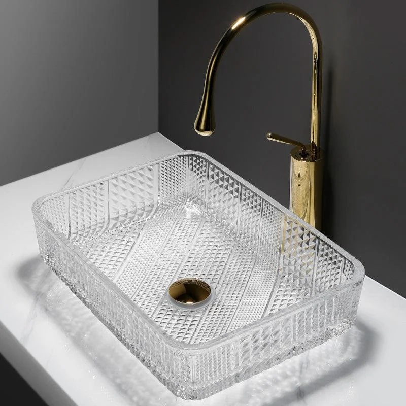 Modern Clear Wash Stand Glass Trough Bathroom Sink for Bathroom -Bathlova