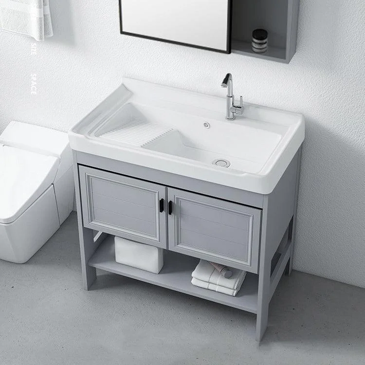 Modern Console Sink Porcelain Rectangular with Right Basin and Tap Trough Sink -Bathlova