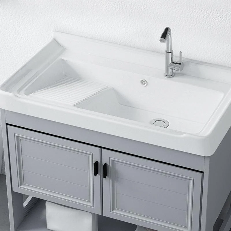 Modern Console Sink Porcelain Rectangular with Right Basin and Tap Trough Sink -Bathlova