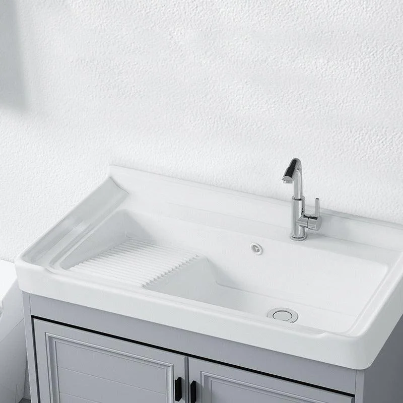 Modern Console Sink Porcelain Rectangular with Right Basin and Tap Trough Sink -Bathlova