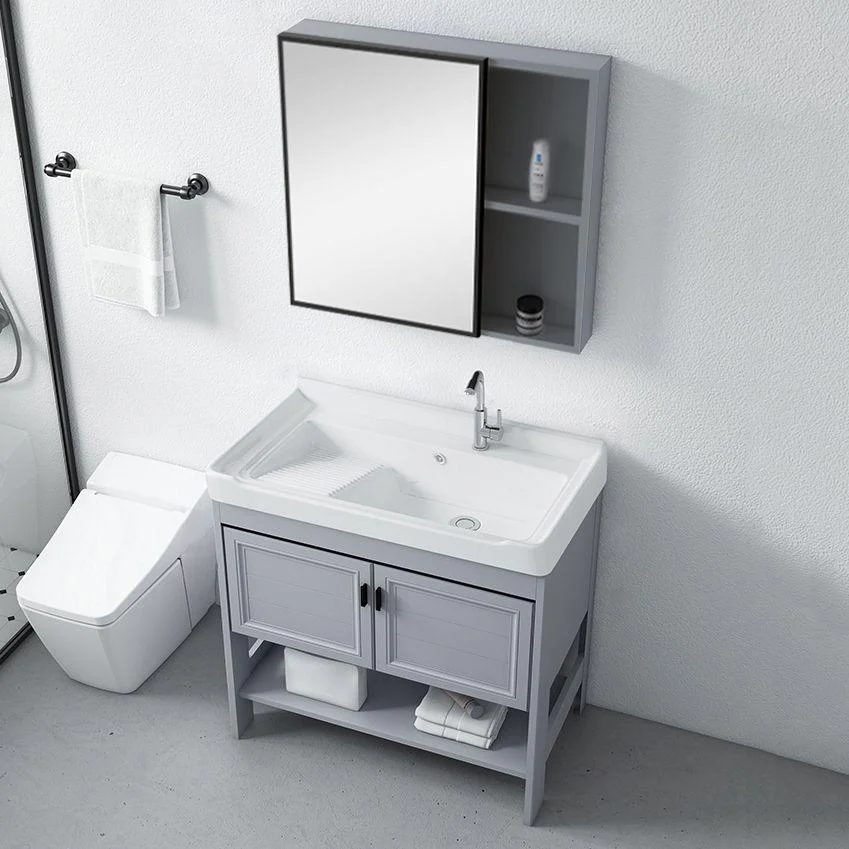 Modern Console Sink Porcelain Rectangular with Right Basin and Tap Trough Sink -Bathlova