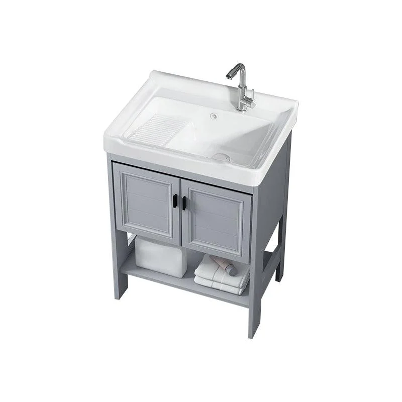 Modern Console Sink Porcelain Rectangular with Right Basin and Tap Trough Sink -Bathlova