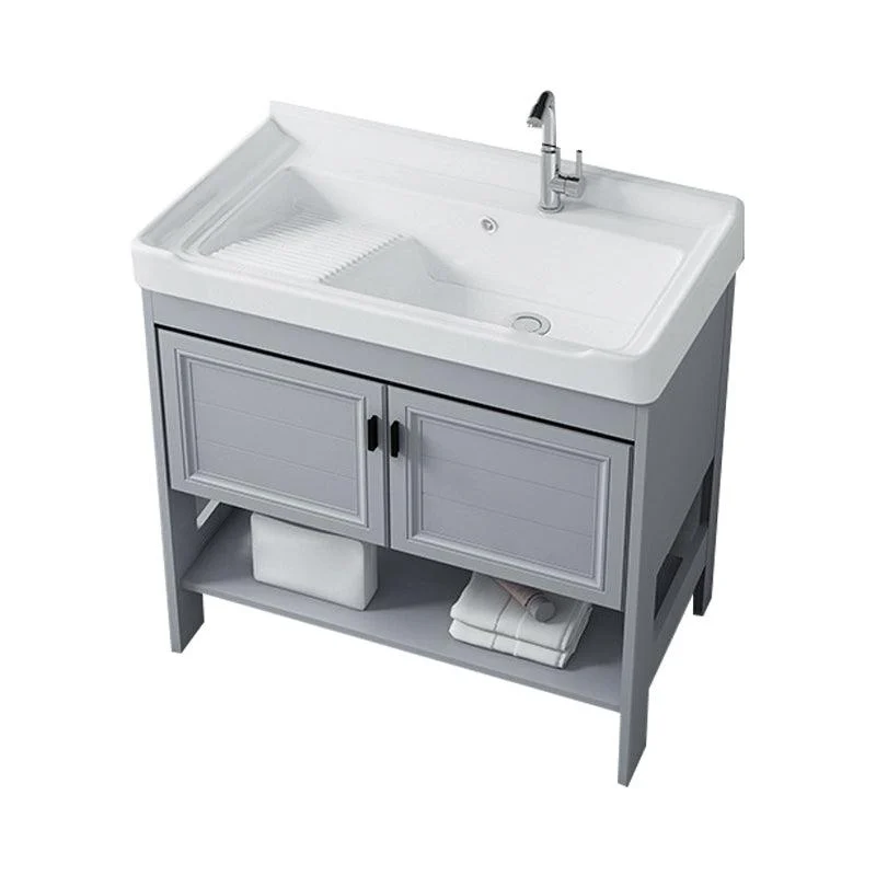 Modern Console Sink Porcelain Rectangular with Right Basin and Tap Trough Sink -Bathlova