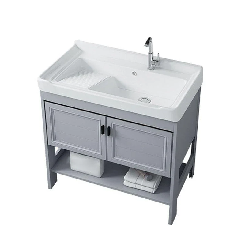 Modern Console Sink Porcelain Rectangular with Right Basin and Tap Trough Sink -Bathlova