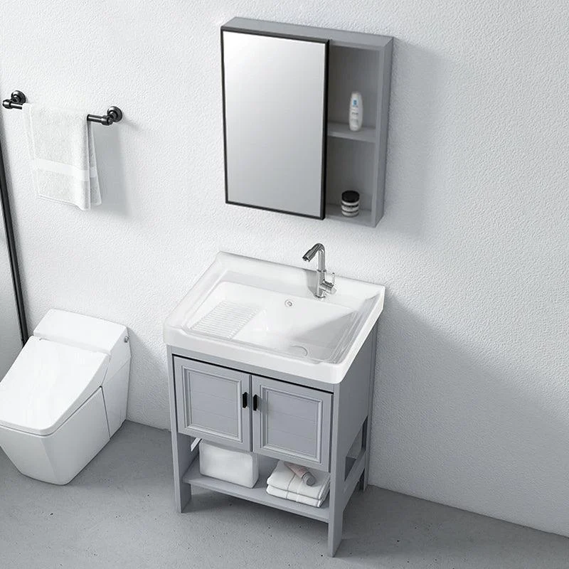 Modern Console Sink Porcelain Rectangular with Right Basin and Tap Trough Sink -Bathlova