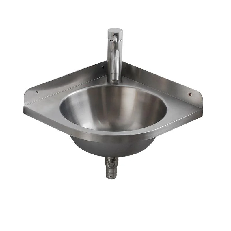 Modern Corner Sinks Metal Round with Tap Wall Mount Bathroom Sink -Bathlova